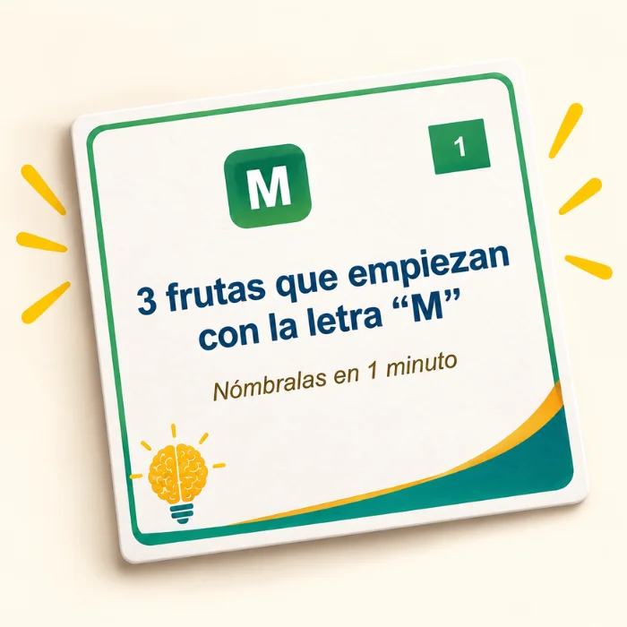 Tarjeta de agilidad mental: 3 frutas que empiezan con la letra M