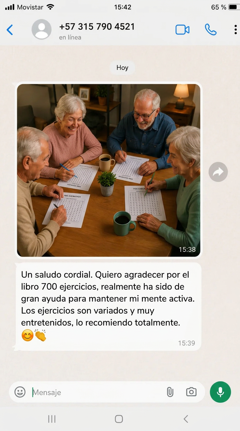 Mensaje de agradecimiento por el libro 700 ejercicios de gimnasia cerebral